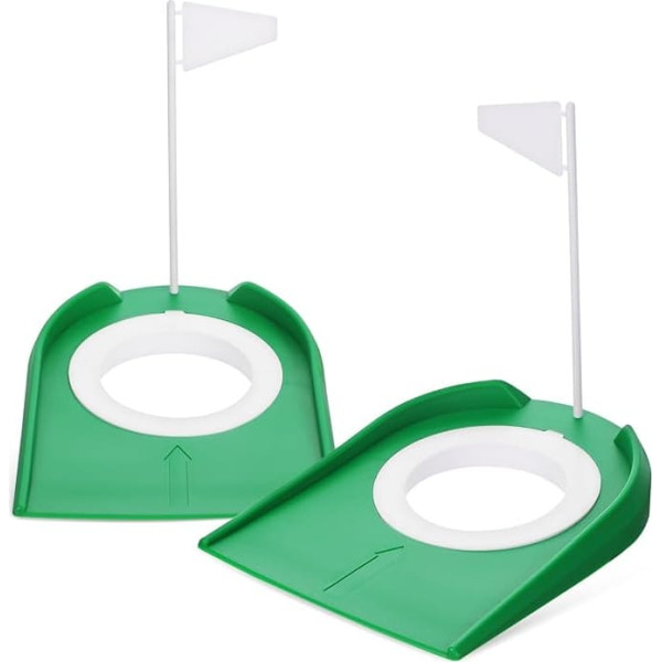 Kisangel Golf Putting Cups Portable with Flags - ABS Indoor/Outdoor Training Tool Golf Putter Practice Cups Pack of 2 for Home, Office & Backyard Practice