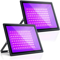 100 W Black Light, UV Black Light Lamp and Black Light Spotlight, IP66 Waterproof, for Halloween Decorations, Christmas, Black Light LED, Body Painting, Neon Parties (Pack of 2)
