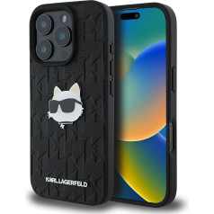 Karl Lagerfeld Case Compatible with iPhone 16 Pro Max Back Cover Case - Monogram Choupette Head - Black (iPhone 16 Pro Max)
