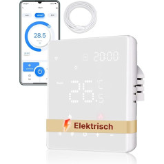 MOES Smart Thermostat Underfloor Heating Electric, Room Thermostat Underfloor Heating WLAN Programmable Compatible with Alexa/Google Home, Smart Life/Tuya App