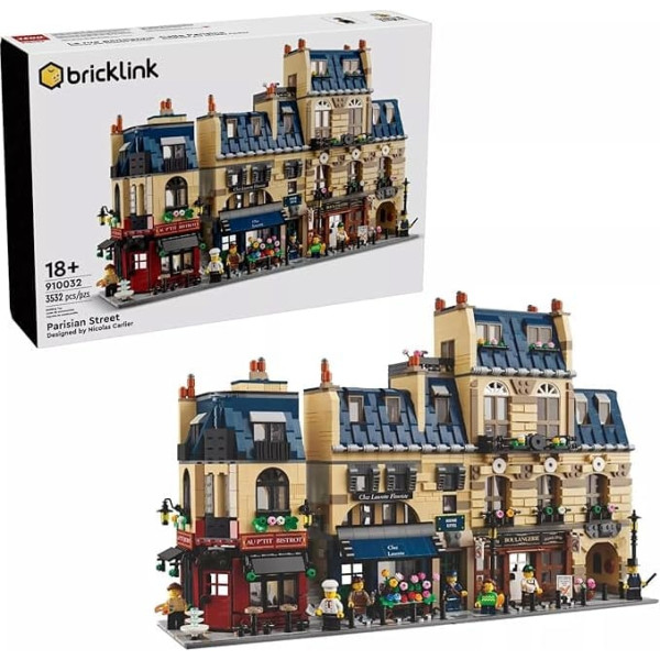 LEGO 910032 Parisian Road Kit - 3532 Pieces - Haussmann Style Facades, Detailed Interior, 7 Mini Figures and 16 Stickers