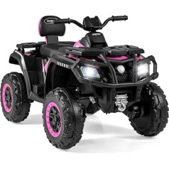 GOPLUS Electric Children's Vehicle, 24 V Ride-On Vehicle with 4 Wheels & 4 Motors, Electric Car with 2 Speeds, Brake, Light & Music, 2 Seater Children's Quad Bike for Children from 3-8 Years (Pink)