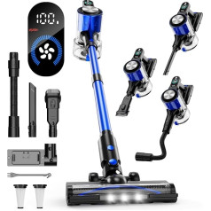 Battery Vacuum Cleaner, 50,000 Pa/500 W/60 Min Wireless Vacuum Cleaner with Display, 3 Suction Modes, Anti-Tangle Brush, Wall Charging Station, 1 L Dust Cup, Ultra Quiet, Suitable for Pet Hair/Carpets