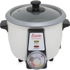 Persian Rice Cooker with Tahdig Rice Cake Tadig Rice Crust (1-2 People - 0.6 L - 300 Watt - RCG10T), Exterior: White/Pot: Grey