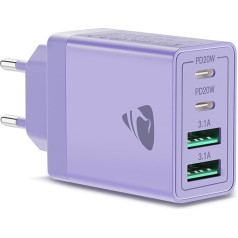 USB C Charger, 4-Port 40 W USB-C Fast Multi-Charger and USB-A, PD 3.0 Charging Power Adapter Plug, Power Supply for iPhone 14 Pro Max 13 Pro 12 11 SE 2020 XS XR 8 7, iPad, Samsung, Mobile Phones