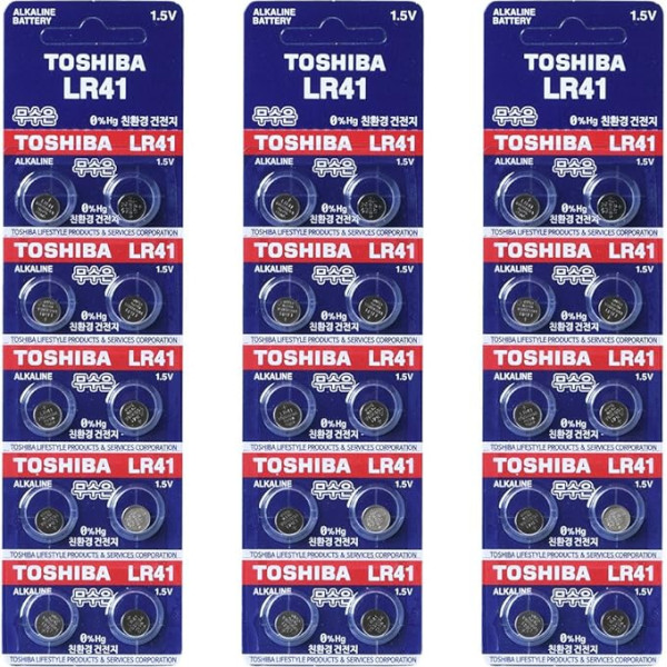 TOSHIBA LR41 AG3 1.5V ALKALINE BATTERY 3PACK X (10PCS) =30