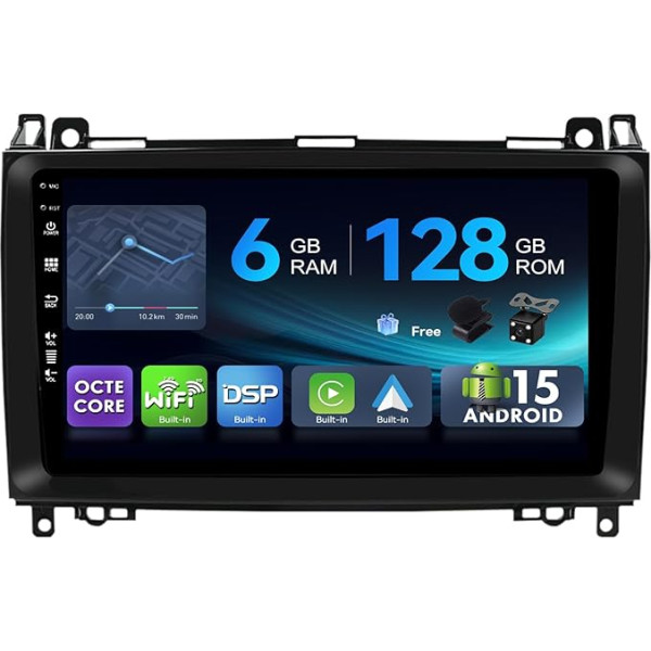 [6G + 128G, Octa-Core] MSD Car Radio for Benz W169 W245 B160 B170 B180 B200 W639 Vito Viano W906 Sprinter Android 15 GPS Radio CarPlay Android Car Steering Wheel Control DAB Reversing Camera MIC 2 DIN