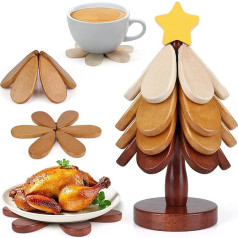 Set of 4 Wooden Coasters, Tree, Brown Tree, Heat Resistant