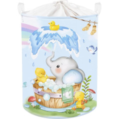 Clastyle Cute Animal Children's Laundry Basket with Handle Foldable Clothes Toy Storage Basket Boys Girls Storage Box for Baby Room Bathroom Elephant 40 x 50 cm