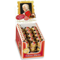 Reber Mozart Balls, 45 Stand Box, Mozart Balls Made of Dark Chocolate, Filled with Pistachio Marzipan, Almonds and Hazelnut Nougat, 900 g (45 Mozart Balls)