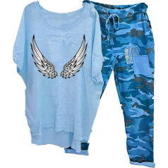 Briskorry Zweiteiler Damen Sommer Elegant, Kurzarm Tshirt und Hose, Hose Anzug Lockerer Lounge Loungewear Rund Ausschnitt Kurzarm Sportanzug Atmungsaktiv Kuschelig Sportswear Einfarbig Elegant Jogger