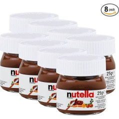Nutella Ferrero Nutella Small Mini Design Glass Set of 8, 25 g, Bread Spread, Nut Nugat Cream, Chocolate Spread
