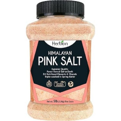 Herbion Naturals Himalaya-Salzglas mit feiner Körnung, GVO-frei, höchste Qualität, chemikalienfrei, vegan, koscher zertifiziert, feinkörnig, rein natürliches Salz, dreifach gewaschen in Quellwasser.