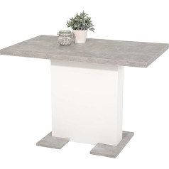 Hela Tische , Britt Column Dining Table, Melamine-Coated Wood Fabric, Concrete Look, Extendible 110-150 x 69 x 76 cm