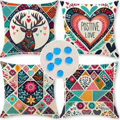 Cirzone Waterproof Cushion Cover Set of 4 45 x 45 cm Decorative Outdoor Cushion Waterproof Breathable Love Colourful Geometry Cushion Cover Garden Decoration for Outdoor Sofa Cushion Garden Outdoor