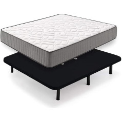 Hogar24 Hogar 24 HS14 Viscoelastic Mattress + Upholstered Base Black with Feet 135 x 190 cm