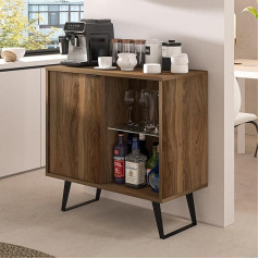 Atelier Mobili The Leader Of The Interchangeable Furniture Atelier Mobili Sideboard Buffet, Kitchen Storage Cabinet with Adjustable Glass Shelf, Modern Dining Room Credenza, Hallway Decor Console, Liquor and Accent Cabinet (Walnut, 1 Piece)