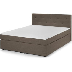 ‎Traumnacht Traumnacht Box Spring Bed with 7-Zone Barrel Pocket Spring Mattresses (H3) and Comfort Foam Topper, Easy Assembly, Produced according to German Quality Standard, 180 x 200 cm, Light Brown