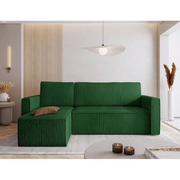 Moderno Meble MODERNO MIMIR Corner Sofa with Sleep Function - Sofa with 3 Seats - Sofa Bed L-Shape - Modern Couch - Corner Green