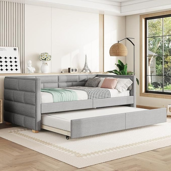 ‎Hysz HYSZ Sofa Bed with Pull-Out Bed, Minimalist Styling, Grey, 90 x 200 cm