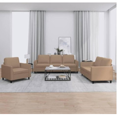 ‎Brokky Brokky 3201744 3-Piece Sofa Set with Cushion Sofa Living Room Sofa Set Sofas for Living Room Cappuccino Brown Faux Leather