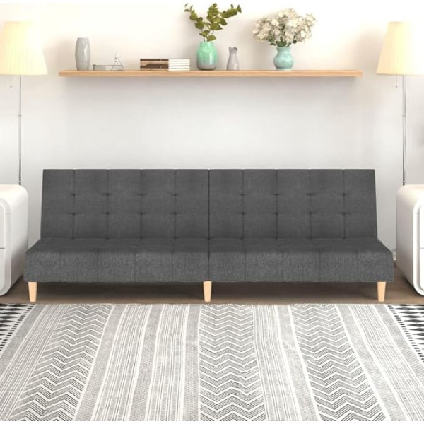 ‎Homgoday Homgoday Sofa Bed, 2-Seater Folding Sofa with Sleep Function, Sofa Couch with Adjustable Backrest, Lounge Sofa for Living Room, Bedroom, Light Grey Fabric