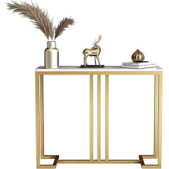 Cafiedr Coffee Table Marble Living Room Side Table Entrance Table with Metal Frame Simple Sofa Table Console Table for Small Spaces