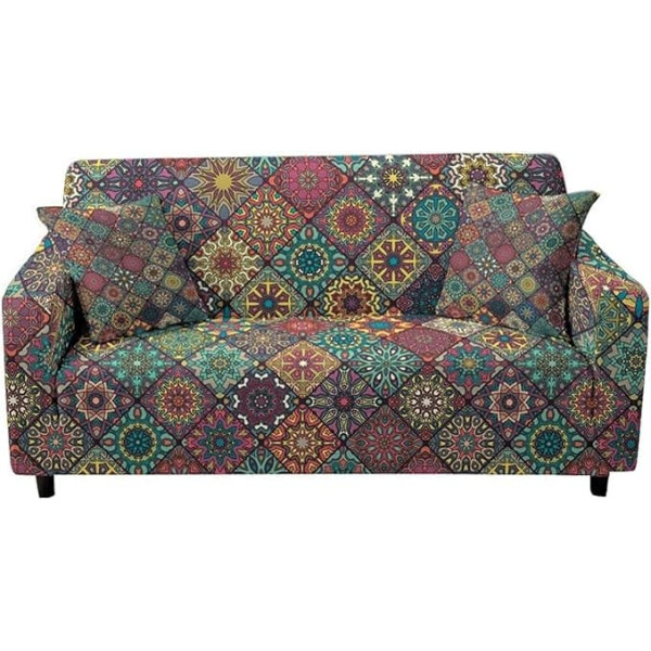 ‎Godeni GODENI Mandala-Muster elastische Sofa-Abdeckung Stretch-Slipcover-Sektion COUT-Abdeckung 1/2/3/4 Sitzer for Wohnzimmer Funda de Sofá Sofagarnitur (Color : Set 8, Size : 3-Seater 190-230cm)