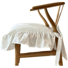 ‎Cozymomdeco cozymomdeco Chair Cushion Protective Cover Chair Cushion Cover with Ruffles - 45 x 45 cm White Colour without Cushion Insert, 1 Set