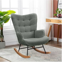 Jeerbly Rocking Chair, Teddy Velvet Square Back, Swing Chair, Accent Chair, Living Room Chair, Relaxing Chair, Swing Chair for Bedroom, Relaxing Chair, TV Chair, Load Capacity up to 120 kg (Dark Grey)