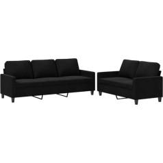 Hetftjn Koltuk Takimi Sofas & Couches Sofas Camping Chair - 2-Piece Sofa Set with Cushion Black Velvet for Relaxation Room Hotel Room Teenager's Room Office