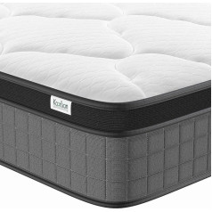 Koorlian 3ft Single Mattress, Hybrid Pocket Spring Mattress for Pressure Relief, Motion Isolation, Medium Firm Mattress in a Box, Grey