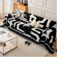 ‎Dreamingo DREAMINGO Ästhetischer Couchbezug, abstrakt, gestreift, Sofabezüge für 3 Kissen, Couch, waschbar, Couchbezug, waschbar, 3-Sitzer-Couchschutz, Chenille, Sofa-Schonbezug für Hunde, 180,3 x 340,4 cm