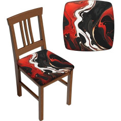 ‎Nonhai NONHAI Esszimmerstuhl-Sitzbezüge-Set, schwarzer und roter Marmor, dehnbar, abnehmbare Stuhlbezüge, waschbar, Sitzkissen, Schonbezüge für Esszimmer, Küche, Stühle