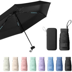 Sykrawki Travel Umbrella, Mini Umbrella, Small UV Umbrella, Windproof Umbrella with Capsule Cover, Portable Pocket Umbrella for Men and Women
