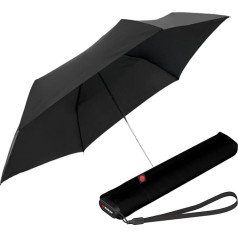 Knirps Ultra US.050 Slim Manual Pocket Umbrella - Ultra Light and Flat - Storm Proof - Windproof - 21 cm - Black, black, Modern