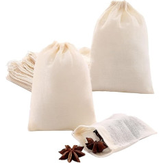 Pack of 20 10 x 15 cm Spice Bags, Cotton Bags, Small Fabric Bags, Small Bags for Filling, with Drawstring, Reusable, for Tea, Spices, Herbs