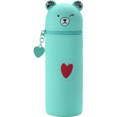 Jostift Kawaii Soft Silicone Pencil Case and Pen Holder 2 in 1 Cute Pencil Case Cartoon Pencil Holder for Students Teenagers, Green, cute