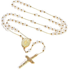 FaithHeart Rosenkranz Kette für Damen, Auto Rosenkranz Halskette mit Jungfrau Maria Anhänger, Rosenkranz Amulett mit Geschenkbox für Weihnachten Muttertag