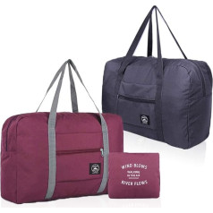 (2 Pack) Foldable Travel Bag, Waterproof Carry On Bag, Lightweight Travel Bag for Sports, Fitness, Holiday