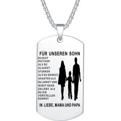 YOTHIWAD Necklace for My Son, Dog Tag Chain “An Meinen Sohn”, Necklace with Engraving, Inspirational Text Gift for Son from Mum and Dad