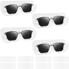 VMUTGA Pack of 4 Glasses Holder Wall, Sunglasses Storage Organiser, White Transparent Glasses Storage for Glasses, Storage Case for Glasses, Glasses Storage Multiple Glasses