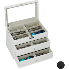 Relaxdays 18 Glasses Box Sunglasses Storage Box Faux Leather Case