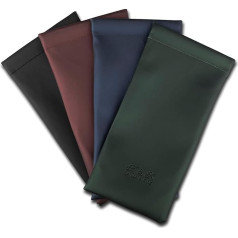 Edison & King Pack of 4 Soft Faux Leather Glasses Case with Snap Closure