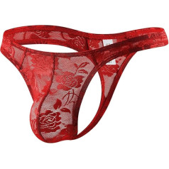 Casey Kevin Men's G-String Briefs Lace Transparent Sexy Low Rise String Thong Underwear Soft and Breathable Underwear Bikini Panties