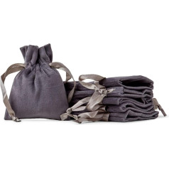 Soul Projekt Pack of 10 Velvet Bags, Luxury Velvet Bags for Wedding Almonds, Party Favours, Jewellery, Party Bags, Crystals, Multi-Purpose Bags with Drawstring, Deep Grey, 7 x 9 cm x 10 cm