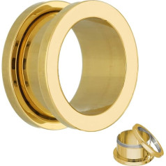 Treuheld® Ear Flesh Tunnel Gold Steel with Thread