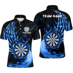 Blue Fire Dartboard Dart Polo & Quarter Zip Shirt - Individual Dart Shirt for Men & Women - Dart Jerseys L1472, black