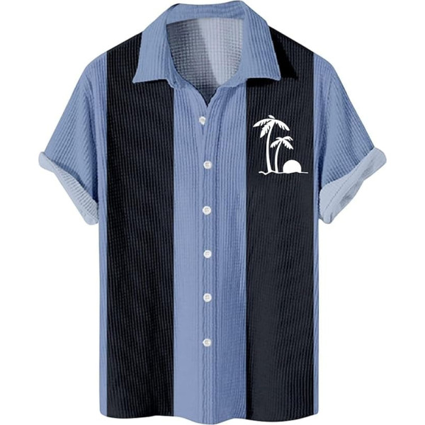 Hawaii Shirt Men's Short Sleeve Palm Printed Summer Shirt with Button Lapels Waffle Regular Fit Funky Shirt Relaxed Fit Holiday Shirts Funny Shirt Party Shirt Hawaiian Shirt Beach Shirt Funny T Shirts