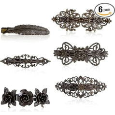 Tucnoeu Pack of 6 Metal Hair Accessories Women, Vintage Small Hair Clips, Duckbill Hair Clips, French Hairpin, Bronze Hair Clips for Women and Girls